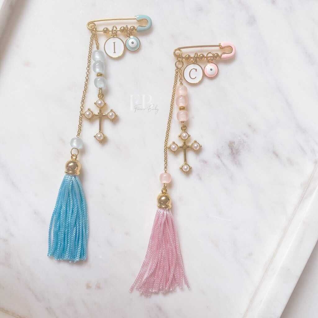 Pearl Cross Tassel Pin